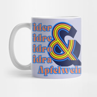 Cider, Cidre, Sidro, Sidra & Apfelwein. Groovy, Retro, BlueRed Style Mug